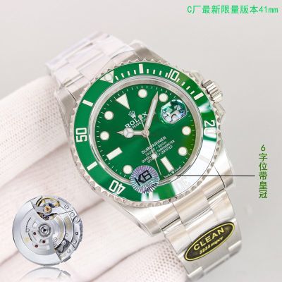 C Factory Green Bezels Replica Rolex 904L Steel 3235 Automatic Movement Watch